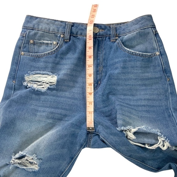 INDIGO REIN Ankle Grazer Distressed Straight Leg High Rise Jeans Sz 27 - Picture 6 of 10